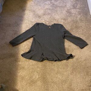 Aqua Black Ruffle-Hem Long Sleeve Tunic